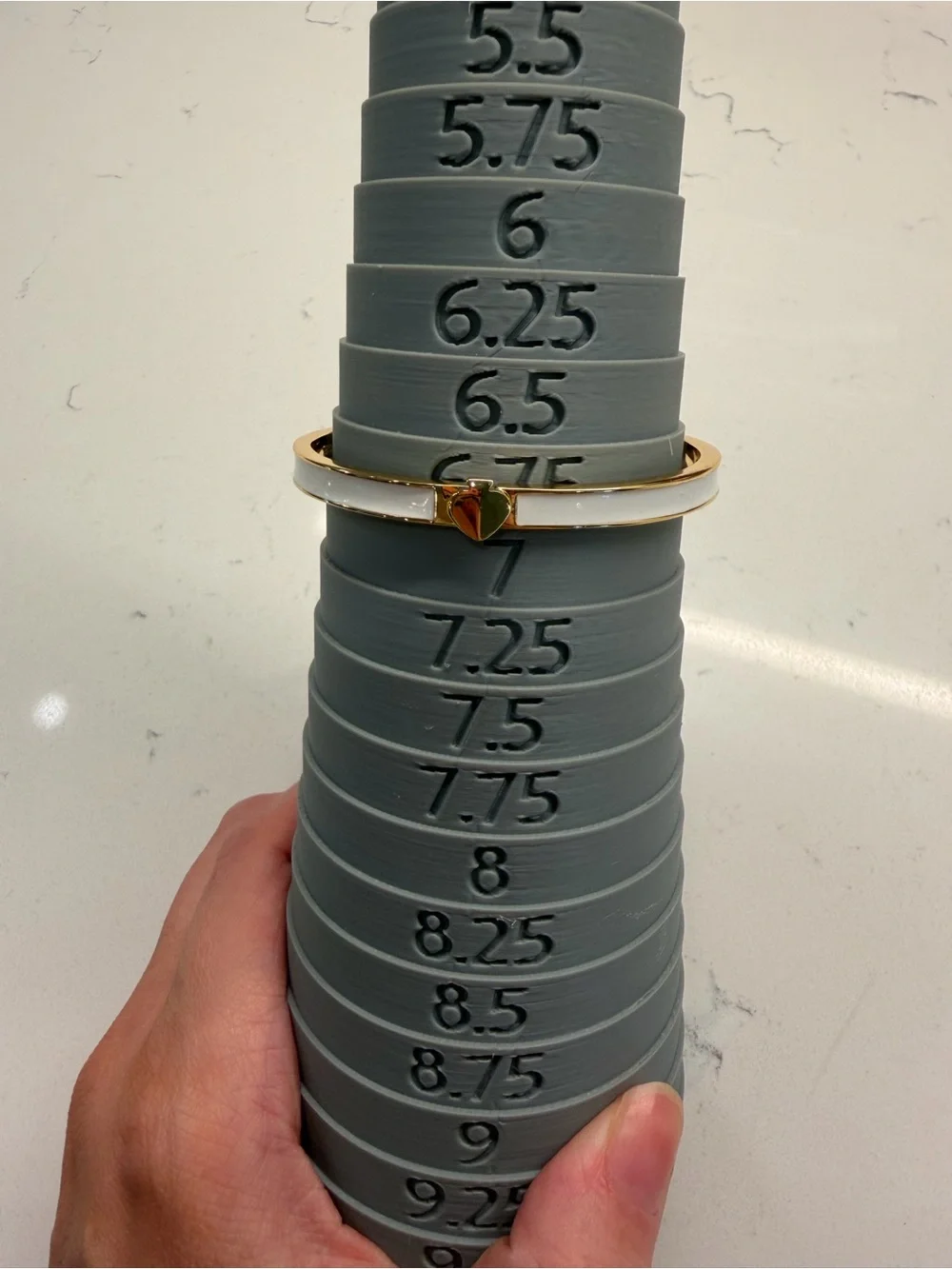 kate spade White and Gold Enamel Spade Hinge Bangle size 6.75-7